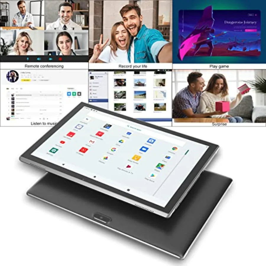 10-inch Android 15 Tablet for Work and Entertainment IPS Display Black 8GB RAM + 32GB ROM with 1TB Expandable Storage 6000mAh 3~8days