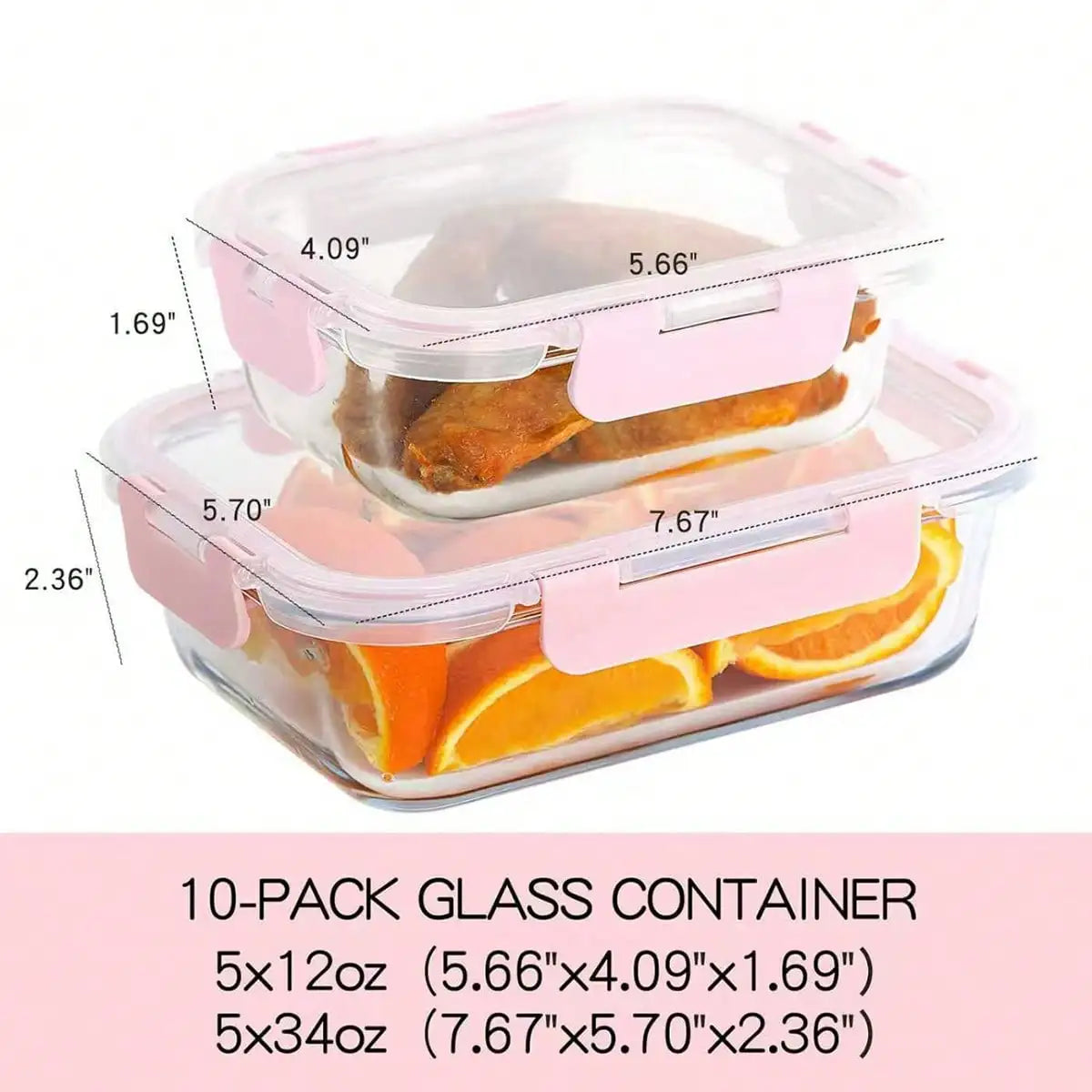 10 Pack Glass Meal Prep Containers, Food Storage Containers With Lids Airtight, Glass Lunch Boxes, Microwave, Oven, Freezer And Dishwasher 4~10days