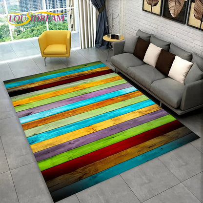 3D Wood Grain Retro Area Rug Large, Non-slip Floor Mat 7~16days