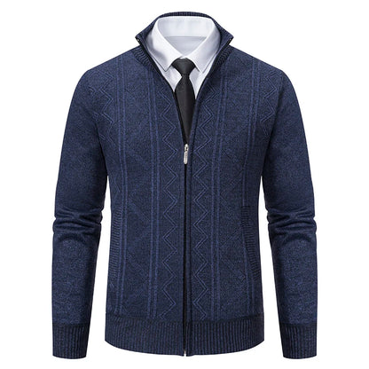 Men's autumn and winter warm trend line stand collar knitted cardigan sweater coat 11~15days