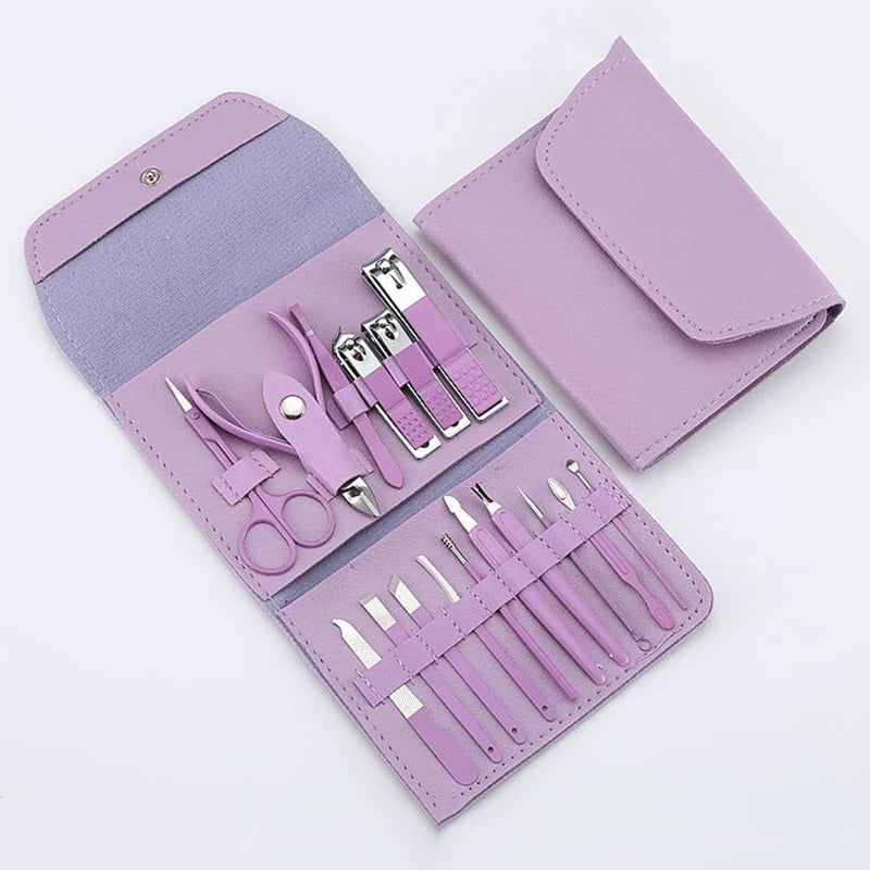 16pcs Nail Cutter Set Stainless Steel Nail Clippers Set With Folding Bag Manicure Cutter Kits Scissors Beauty Tool 9~13days