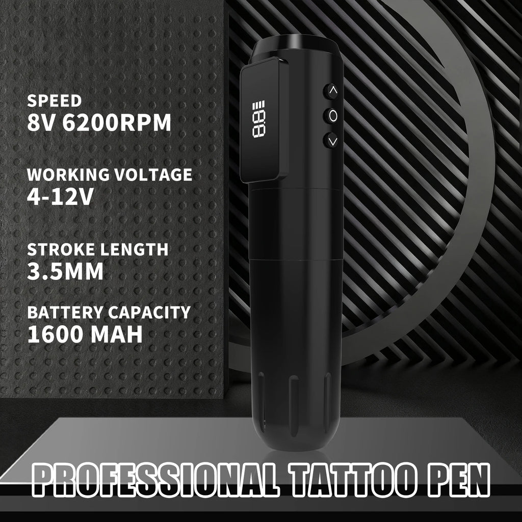 YILONG 1600MAH Power Wireless Tattoo Gun Kit With LED Screen 3.5MM 3~10days