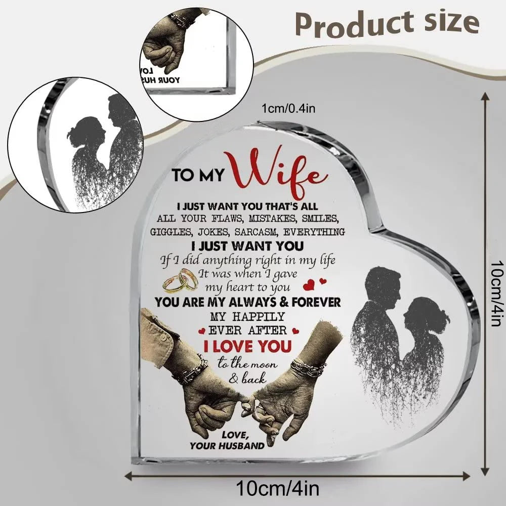 1pc acrylic heart shaped plaque, husband to wife 9~13days