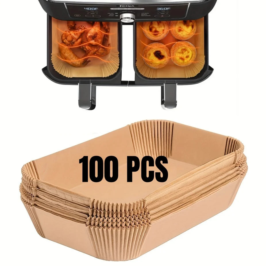 Air Fryer Paper Liners Disposable Oil-Proof Waterproof Baking Paper Round Square And Rectangle Parchment Kitchen Party Supplies 5~12days
