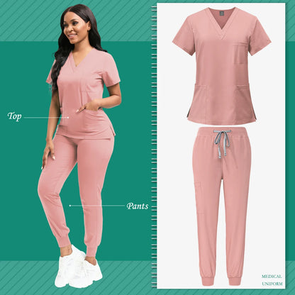 Scrubs Women Beauty SPA Uniform Pet Clinic Store Veterinary Dentistry Work Clothes Set 9~13days