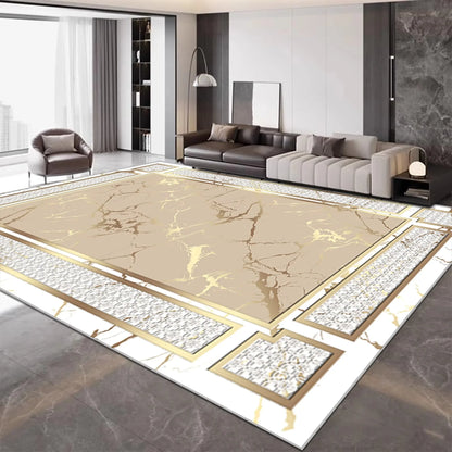 European Luxury Large Living Room Carpet Golden Fashion Decoration Home Sofa Side Floor Mats Non-slip Washable Rugs for Bedroom 7~16days