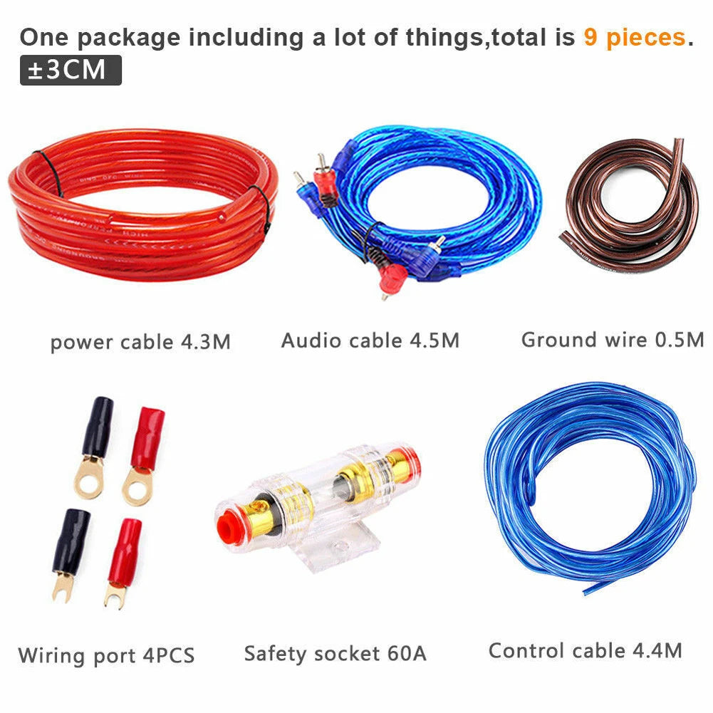 Audio Speakers Wiring AUX Kit 1500W 60 AMP Fuse 8GA Power Cable Cars Audio Wire Copper Clad Aluminum Car Electronic Accessories 7~10days