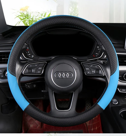 Autocovers Anti-Slip Leather Steering wheel Cover Truck Steering Wheel Protective Cover Fashion Style 40cm 45cm 8~17days