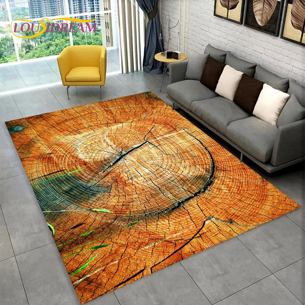 3D Wood Grain Retro Area Rug Large, Non-slip Floor Mat 7~16days