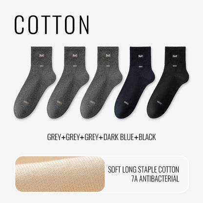 100% Pure Cotton Antibacterial Anti Odor Crew Socks Men 7~15days
