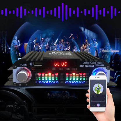 1600W Peak Power HiFi Sound Amplifier Digital 4 Channel Audio Amplifier Bluetooth Karaoke Player FM Radio Support Remote Control 7~10days