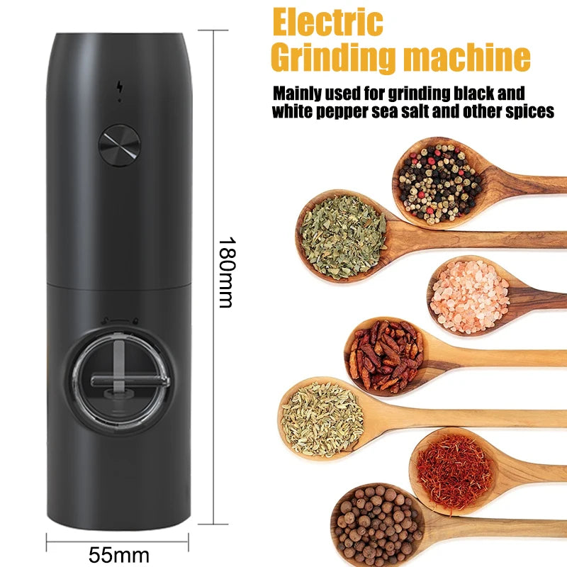 Automatic Pepper Grinder Salt And Pepper Grinder USB Rechargeable Adjustable Coarseness Spice Mill With LED Light Kitchen Tool 5~8days