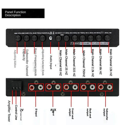 EQ7 Band Equalizer Car Audio 12V with CD AUX Input Select Switch Car Audio EQ Tuning Crossover Amplifier Parametric Equalizer EQ 7~10days