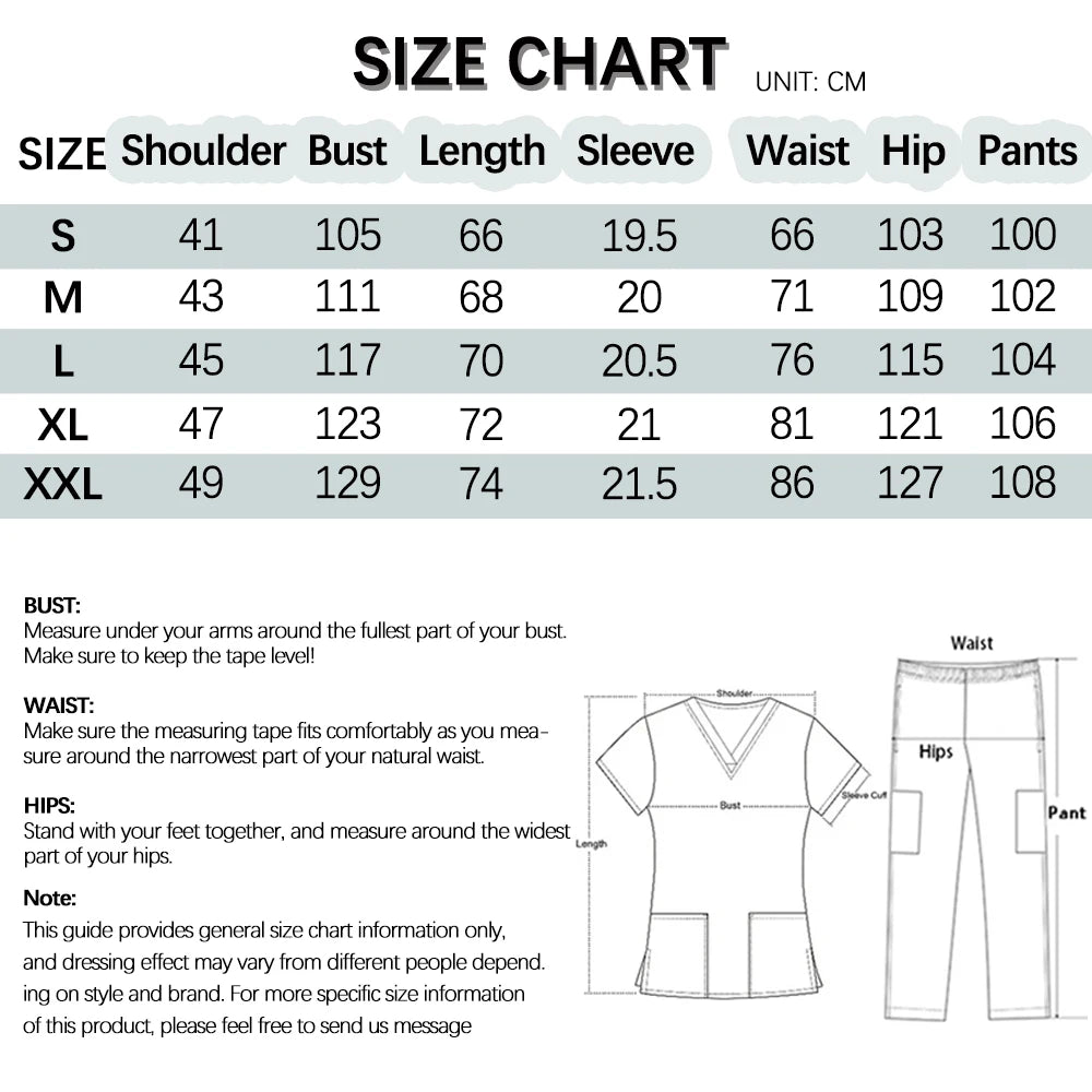 Scrubs Uniform Suit Short Sleeve V-neck Tops+jogger Pants Set 9~14days