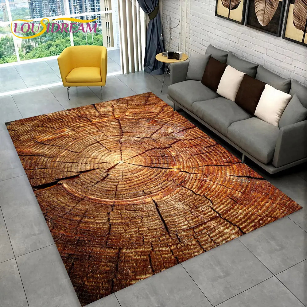 3D Wood Grain Retro Area Rug Large, Non-slip Floor Mat 7~16days