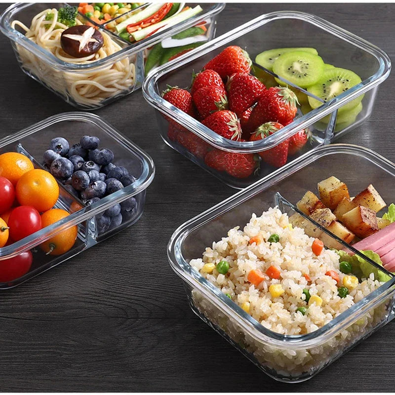Glass Lunch Box Sealed Fresh-Keeping Box with Lid Portable Student Picnic Box Microwave-Heated Special Food Container Bento Box 5~9days