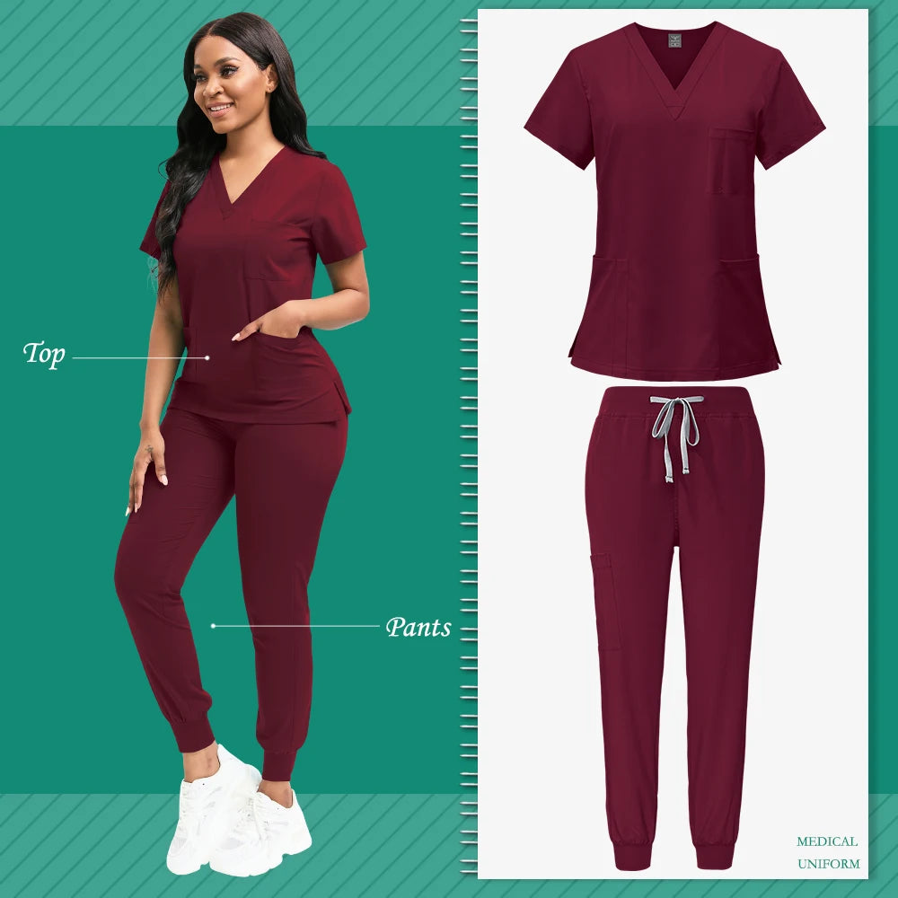 Scrubs Women Beauty SPA Uniform Pet Clinic Store Veterinary Dentistry Work Clothes Set 9~13days