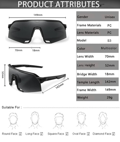 New Style Outdoor Sports Sunglasses Oversize Windproof Goggles for Men And Women Cycling Bicycle Road Hiking Camping 10~13days