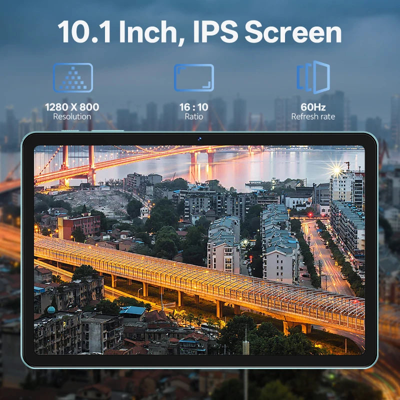 SVITOO Tablet 2026 Android 16 10.1 Inch HD IPS Screen Unisoc T310 Quad-Core Processor 6GB Physical RAM + 18GB Virtual RAM 128GB ROM 1TB Expandable 6600mAh Battery 2.4GHz 5GHz WiFi 5 Bluetooth 5.0 GPS Widevine L1 With Case Key