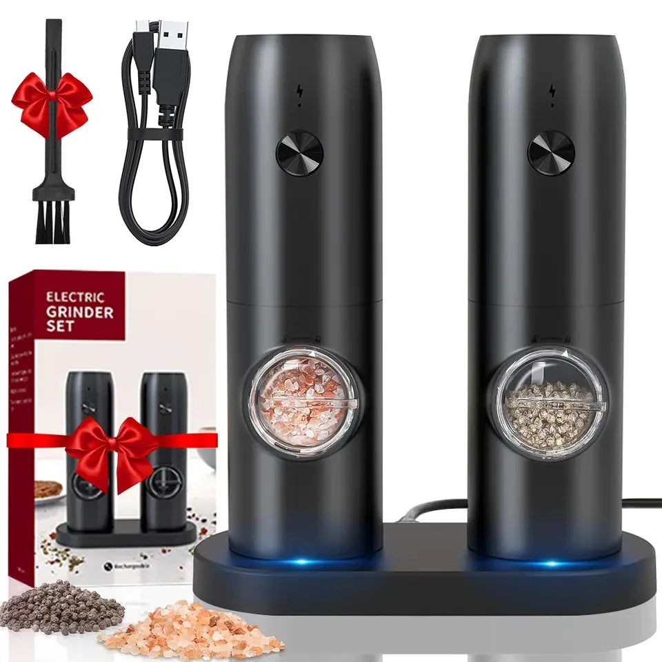 Automatic Pepper Grinder Salt And Pepper Grinder USB Rechargeable Adjustable Coarseness Spice Mill With LED Light Kitchen Tool 5~8days