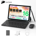 SVITOO Tablet 2026 Android 16 10.1 Inch HD IPS Screen Unisoc T310 Quad-Core Processor 6GB Physical RAM + 18GB Virtual RAM 128GB ROM 1TB Expandable 6600mAh Battery 2.4GHz 5GHz WiFi 5 Bluetooth 5.0 GPS Widevine L1 With Case Key