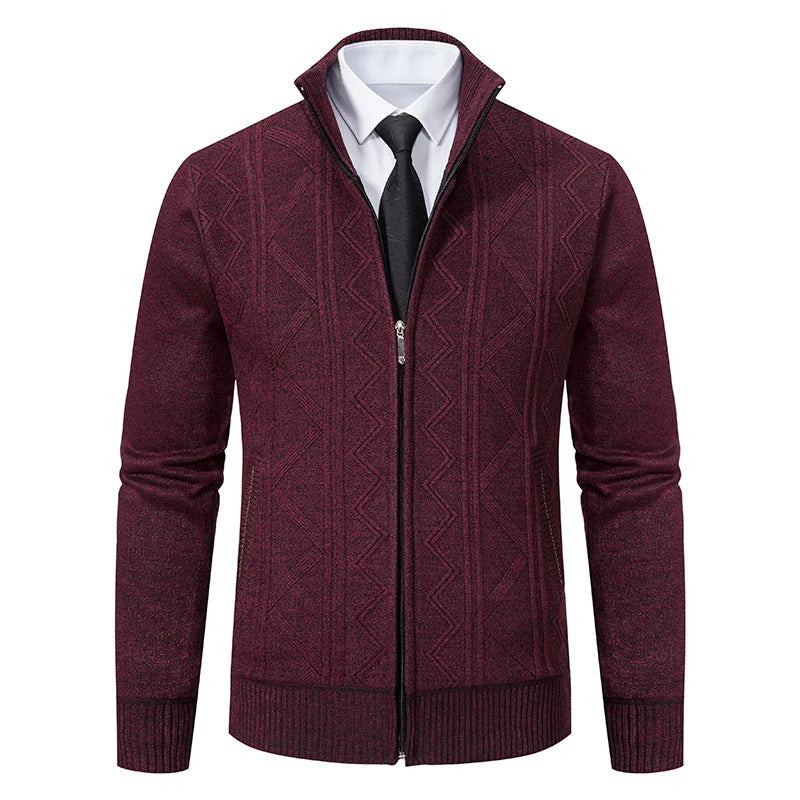 Men's autumn and winter warm trend line stand collar knitted cardigan sweater coat 11~15days