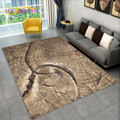 3D Wood Grain Retro Area Rug Large, Non-slip Floor Mat 7~16days