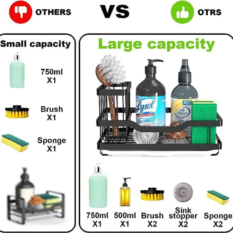 Self-draining Sink Shelf Stainless Steel Kitchen Sink Caddy Drain Rack Soap Sponge Holder for Kitchen Sink Organizer 7~10days