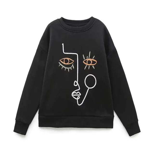 Women Fashion Printing Basic Sweatshirts