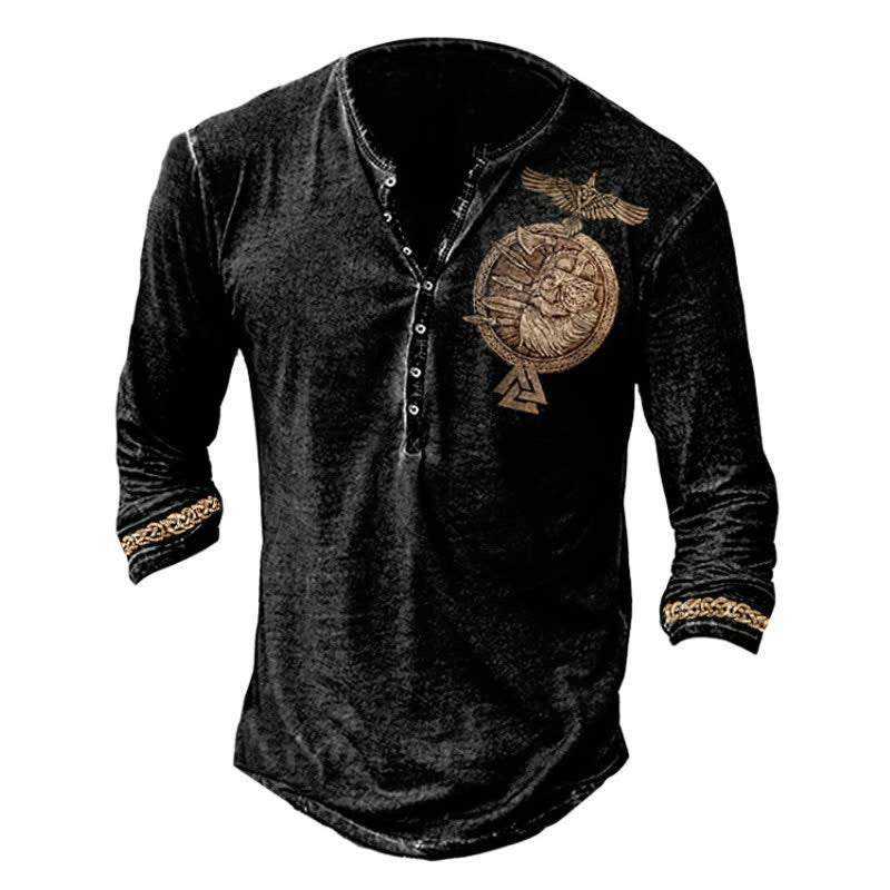 New Men's Long Sleeve Half Cardigan Fashion T-Shirt Street Fashion