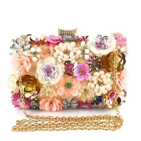 Evening Ladies Women Colorful Beaded Flower Bag