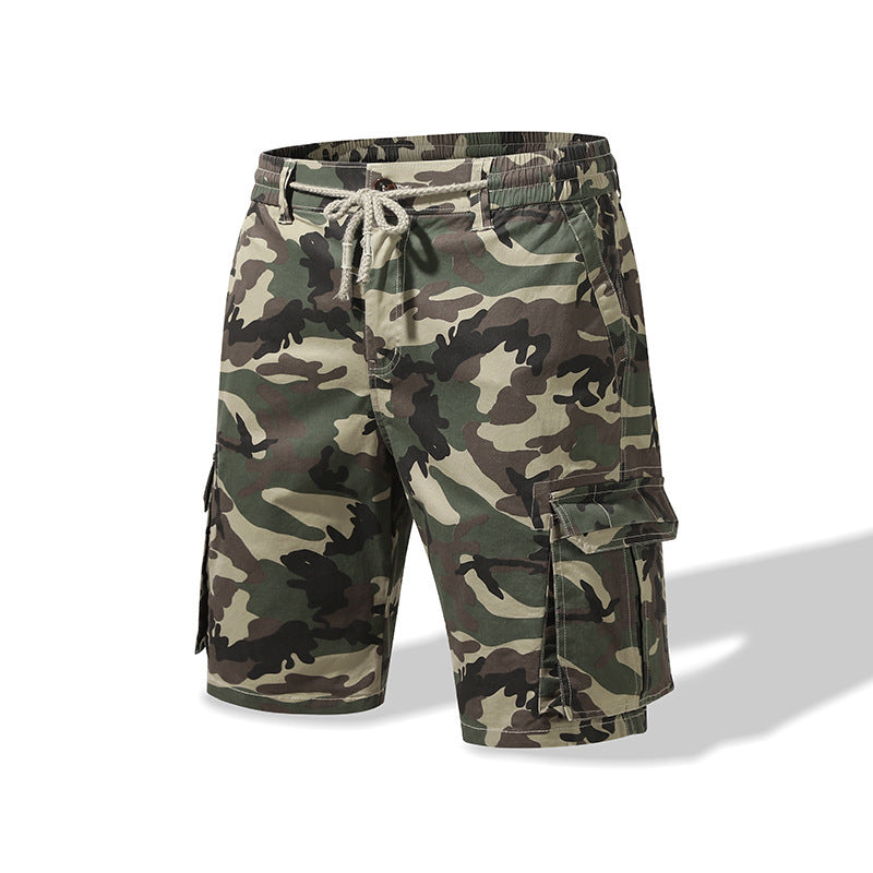 Men's Straight Casual Pants Camouflage Multi-pocket Workwear Shorts