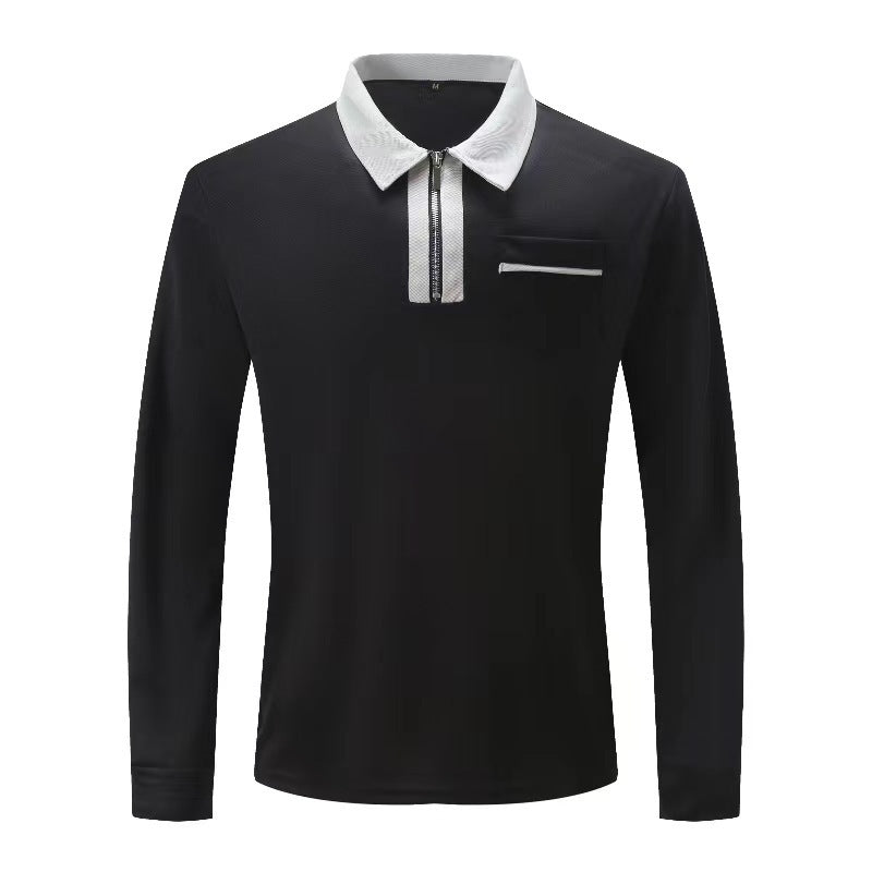 Long Sleeve Lapel Fashion Slim Pocket Long Sleeve T-shirt