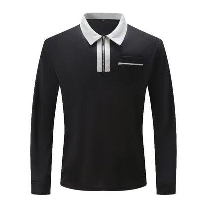 Long Sleeve Lapel Fashion Slim Pocket Long Sleeve T-shirt