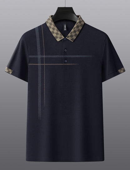 Lapel Embroidery Short Sleeve Casual Men's Business Polo Shirt