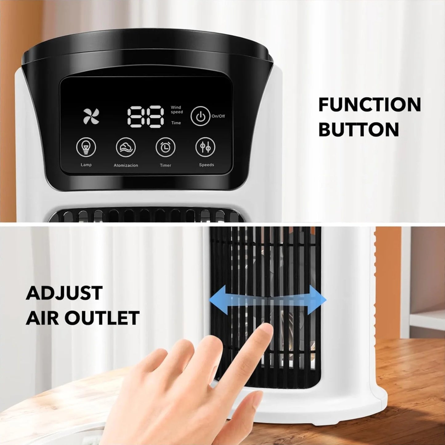 Portable Air Conditioner Humidifier Atmosphere Light Fan USB Cooler Air Conditioner, 3 in 1 Function, Office Household Essential Cooler USB Portable Air Conditioner USB Fan