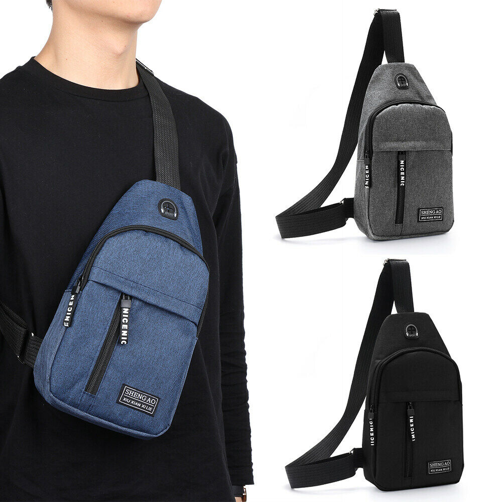 Men Women Nylon Sling Bag Backpack Crossbody Shoulder Chest Cycle Daily Travel