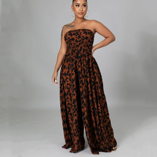 Leisure Chest Wrapped Loose Women's Jumpsuit