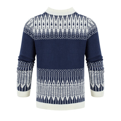 Men's Crewneck Pullover Sweater Unisex Fair Isle Long Sleeve Knitted Sweater