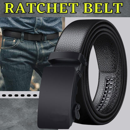 Microfiber Leather Mens Ratchet Belt Belts For Men Adjustable Automatic Buckle Black