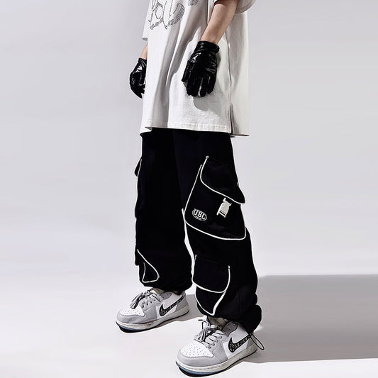 American Style Loose Straight Functional Ankle-tied Sports Trousers