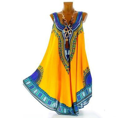 Ethnic Style Vest Loose Plus Size Print Dress