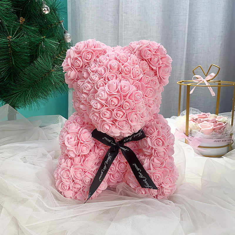 25cm Cute Flower Rose Bear Handmade Valentines Day 2020 Gift