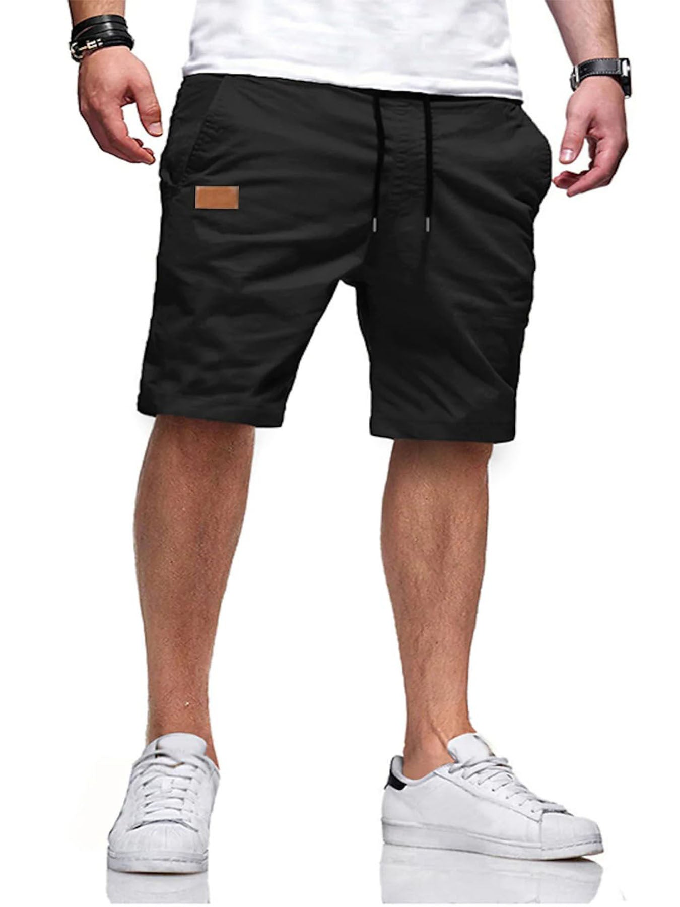 Leather Patchwork Straight Youth Fifth Pants Casual Workwear Shorts