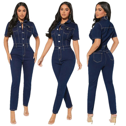 Fashion Skinny Denim Jumpsuit Women's Jeans