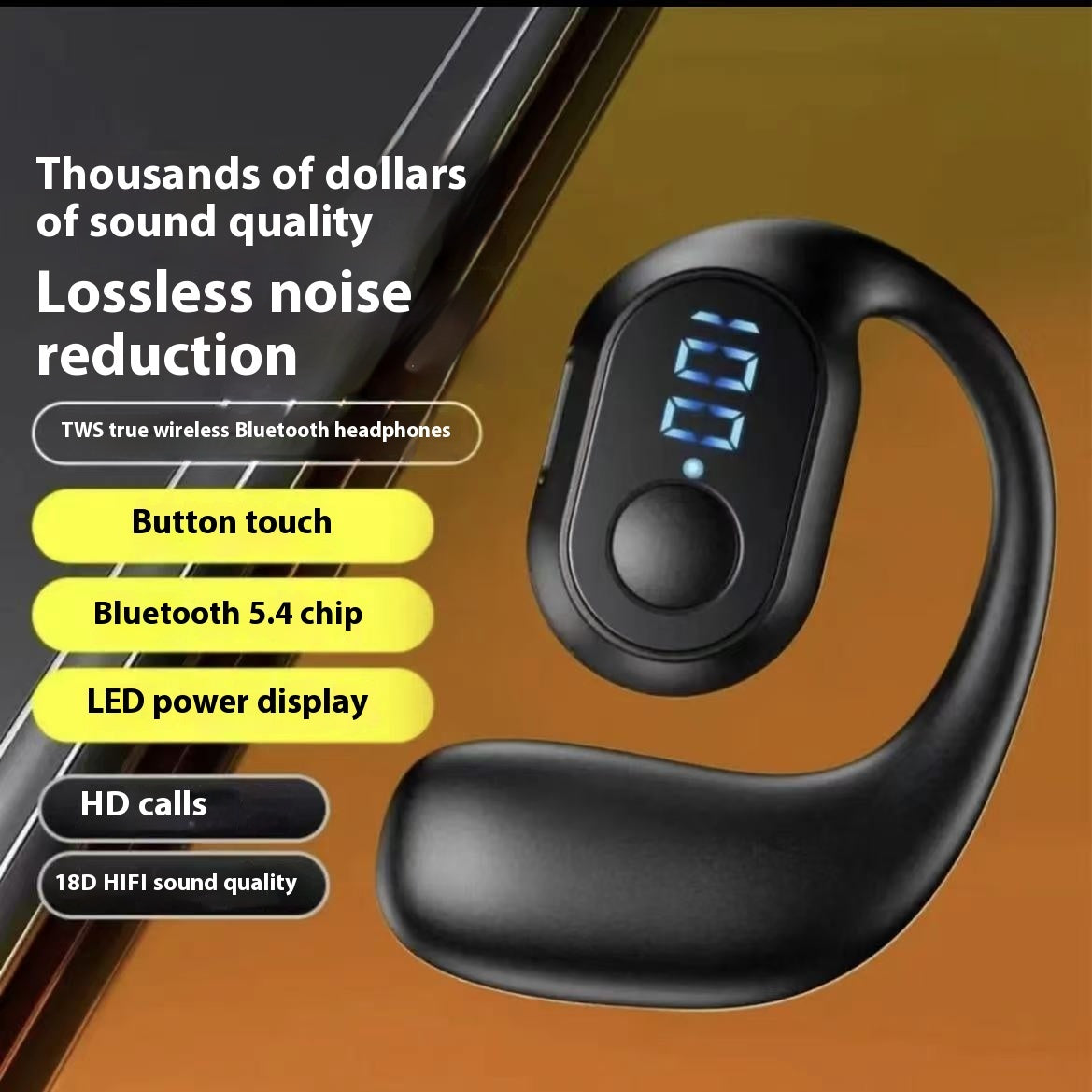 Business Wireless Headset Ear-mounted Non In-ear Smart Digital Display