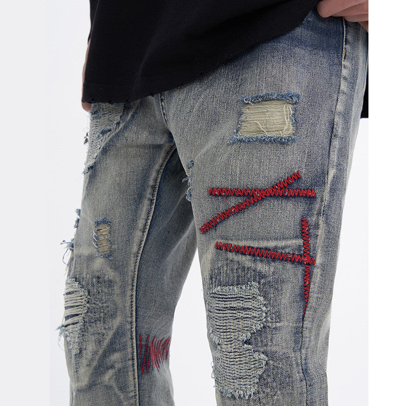 Ripped Vintage Jeans For Men Patch