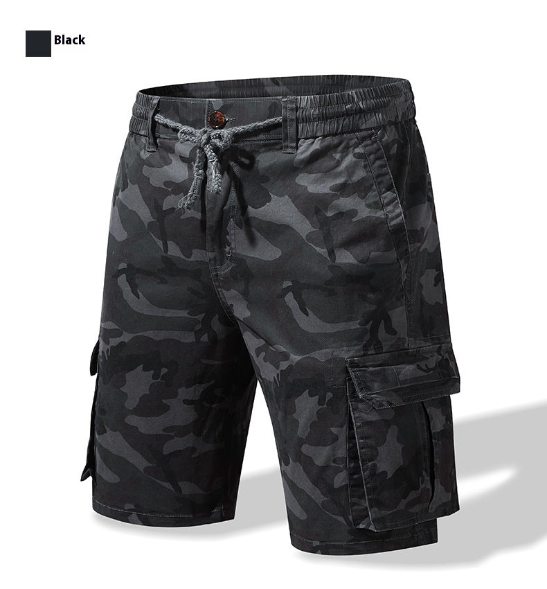 Men's Straight Casual Pants Camouflage Multi-pocket Workwear Shorts