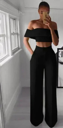 Cropped Top + Long Trousers Set