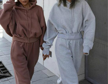 Women Warm Hoodie and Pants Set